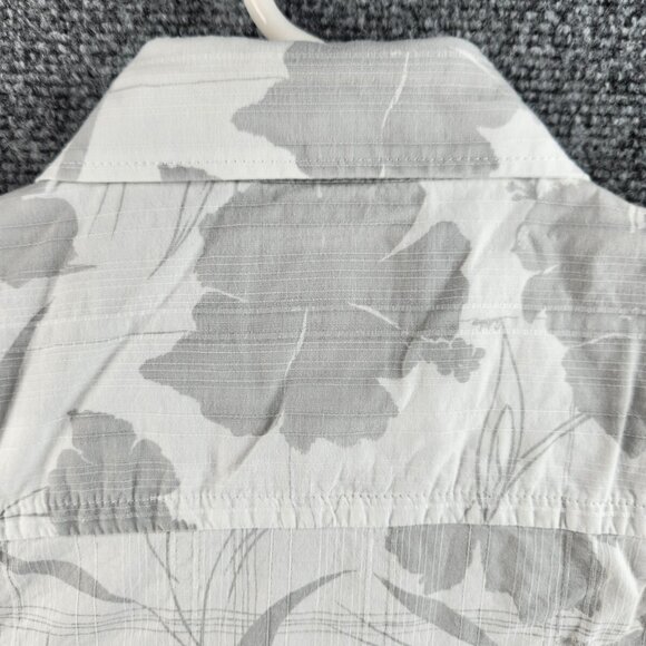 Quiksilver Quicksilver Button Up Shirt Men Small Mid Fit Gray White Floral Surf - Picture 16 of 16